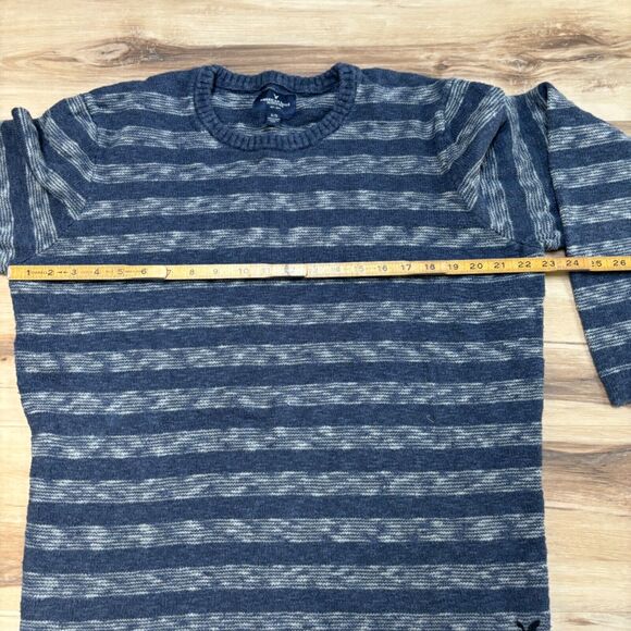 American Eagle Sweater Mens XL Blue Indigo Textured Knit Surf Crewneck - Picture 6 of 8